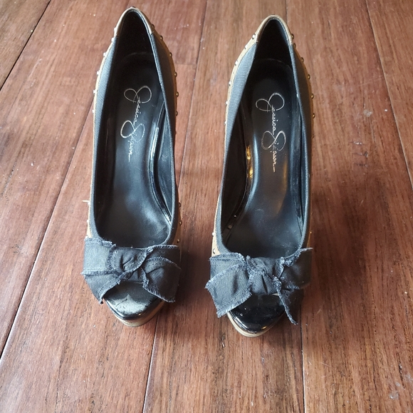 Jessica Simpson western pumps heels studded 7.5 - Picture 8 of 12